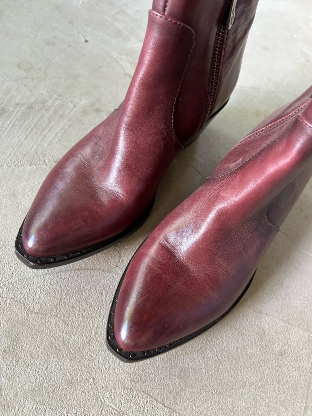 Patricia Nash | 'Suzanna' Leather Ankle Booties in Merlot - Picture 4 of 9